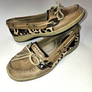 Sperry Top-Sider Boat Shoes Tan/Brown Leopard Cheetah Print Women's Size‎ 6.5
